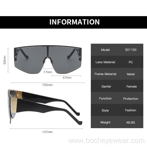 New fashion one-piece Large Frame Sunglasses Women's European and American fashion street Sunglasses men's cross-border sunglass